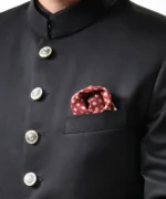 Black Achkan and White Churidar Pajama – Combo Set - Image 3