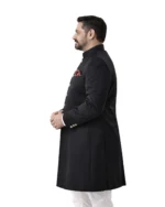 Black Achkan for Men Belly Comfort Fit - Image 2