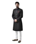 Black Achkan and White Churidar Pajama – Combo Set - Image 3