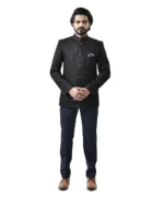 Black Bandhgala with Navy Blue Pant – Combo Set