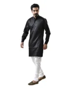 Black Kurta with White Breeches – Combo Set - Image 3