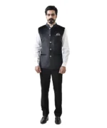 Black Velvet Bundi with White Shirt and Black Pant – Combo Set - Image 3