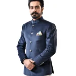 Navy Blue Velvet Bandhgala