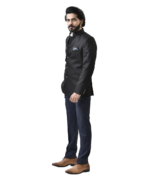 Black Bandhgala with Navy Blue Pant – Combo Set - Image 3