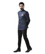Navy Blue Bandhgala with Black Pant – Combo Set - Image 3