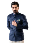 Navy Blue Velvet Bandhgala - Image 3