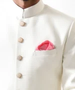 Cream Achkan and White Churidar Pajama – Combo Set - Image 3