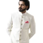 Cream Achkan with Mandarin Collar
