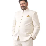 Cream Bandhgala for Men Belly Comfort Fit