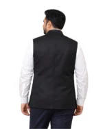 Black Nehru Jacket (Bundi) for Men Belly Comfort Fit - Image 4
