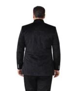 Black Velvet Bandhgala for Men Belly Comfort Fit - Image 3