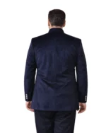 Navy Blue Velvet Bandhgala for Men Belly Comfort Fit - Image 3