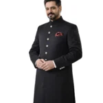 Black Achkan for Men Belly Comfort Fit