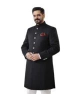 Black Achkan for Men Belly Comfort Fit