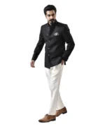 Black Bandhgala with White Pant – Combo Set - Image 2
