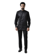 Black Mandarin Collar Shirt with Black Pant – Combo Set - Image 4