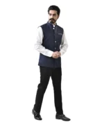Navy Blue Bundi with White Shirt and Black Pant – Combo Set - Image 2