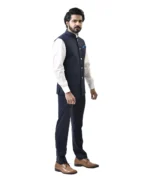 Navy Blue Bundi with White Shirt and Navy Blue Pant – Combo Set - Image 3