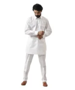 White Kurta with White Pant – Combo Set - Image 4