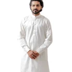 White Cotton Kurta with Mandarin Collar