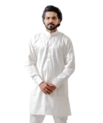 White Cotton Kurta with Mandarin Collar