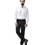 White Mandarin Collar Shirt with Black Pant – Combo Set