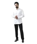 White Mandarin Collar Shirt with Black Pant – Combo Set - Image 4