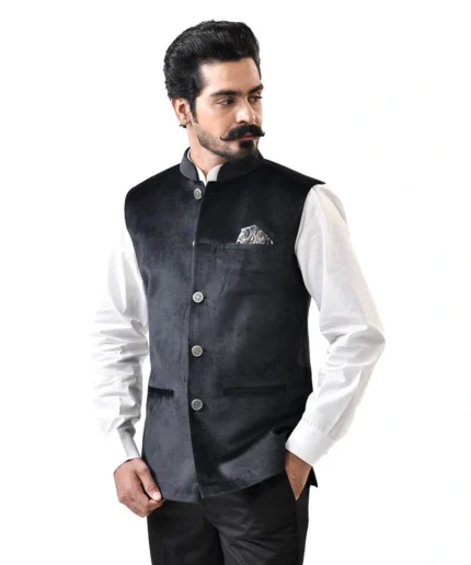 Black Velvet Bundi (Nehru Jacket)