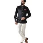 Black Velvet Bundi with Black Shirt and White Pant – Combo Set