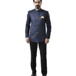 Navy Blue Bandhgala with Black Pant – Combo Set