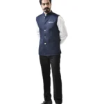 Navy Blue Bundi with White Shirt and Black Pant – Combo Set
