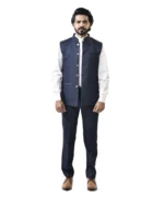 Navy Blue Bundi with White Shirt and Navy Blue Pant – Combo Set - Image 2
