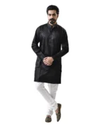 Black Kurta with White Breeches – Combo Set