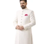 Cream Achkan for Men Belly Comfort Fit