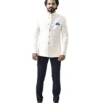 Cream Bandhgala with Navy Blue Pant – Combo Set