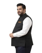 Black Nehru Jacket (Bundi) for Men Belly Comfort Fit - Image 3