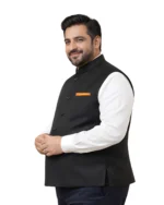 Black Nehru Jacket (Bundi) for Men Belly Comfort Fit - Image 2