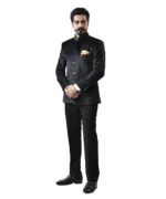 Black Velvet Bandhgala with Black Pant – Combo Set - Image 2
