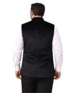 Black Velvet Nehru Jacket (Bundi) for Men Belly Comfort Fit - Image 3