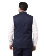 Navy Blue Nehru Jacket (Bundi) for Men Belly Comfort Fit - Image 3