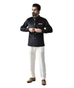 Black Velvet Bundi with Black Shirt and White Pant – Combo Set - Image 2