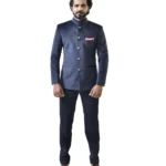 Navy Blue Velvet Bandhgala with Navy Blue Pant – Combo Set