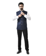 Navy Blue Bundi with White Shirt and Black Pant – Combo Set - Image 3