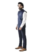 Navy Blue Velvet Bundi with White Shirt and Navy Blue Pant – Combo Set - Image 2