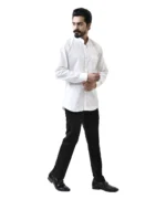 White Mandarin Collar Shirt with Black Pant – Combo Set - Image 3