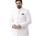 White Bandhgala for Men Belly Comfort Fit