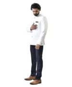 White Bandhgala with Navy Blue Pant – Combo Set - Image 2