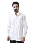 White Cotton Shirt with Mandarin Collar - Image 4