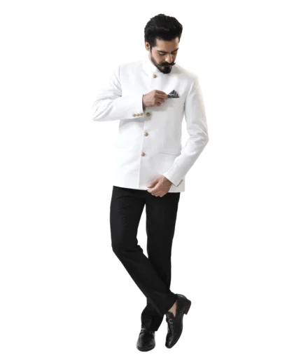 White Bandhgala with Black Pant – Combo Set