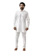 White Kurta with White Pant – Combo Set